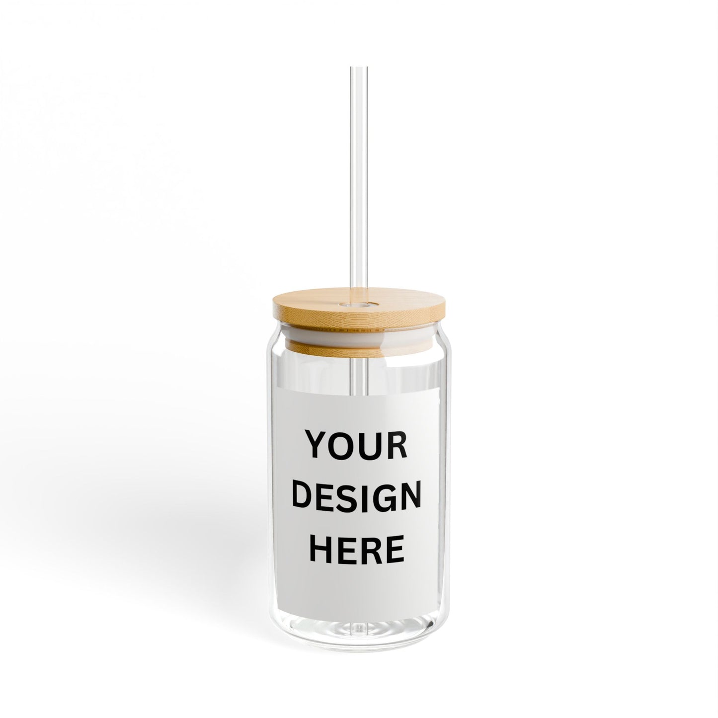 Sipper Glass, Personalized 16oz with bamboo lid and straw, Customizable tempered glass with bamboo lid and straw