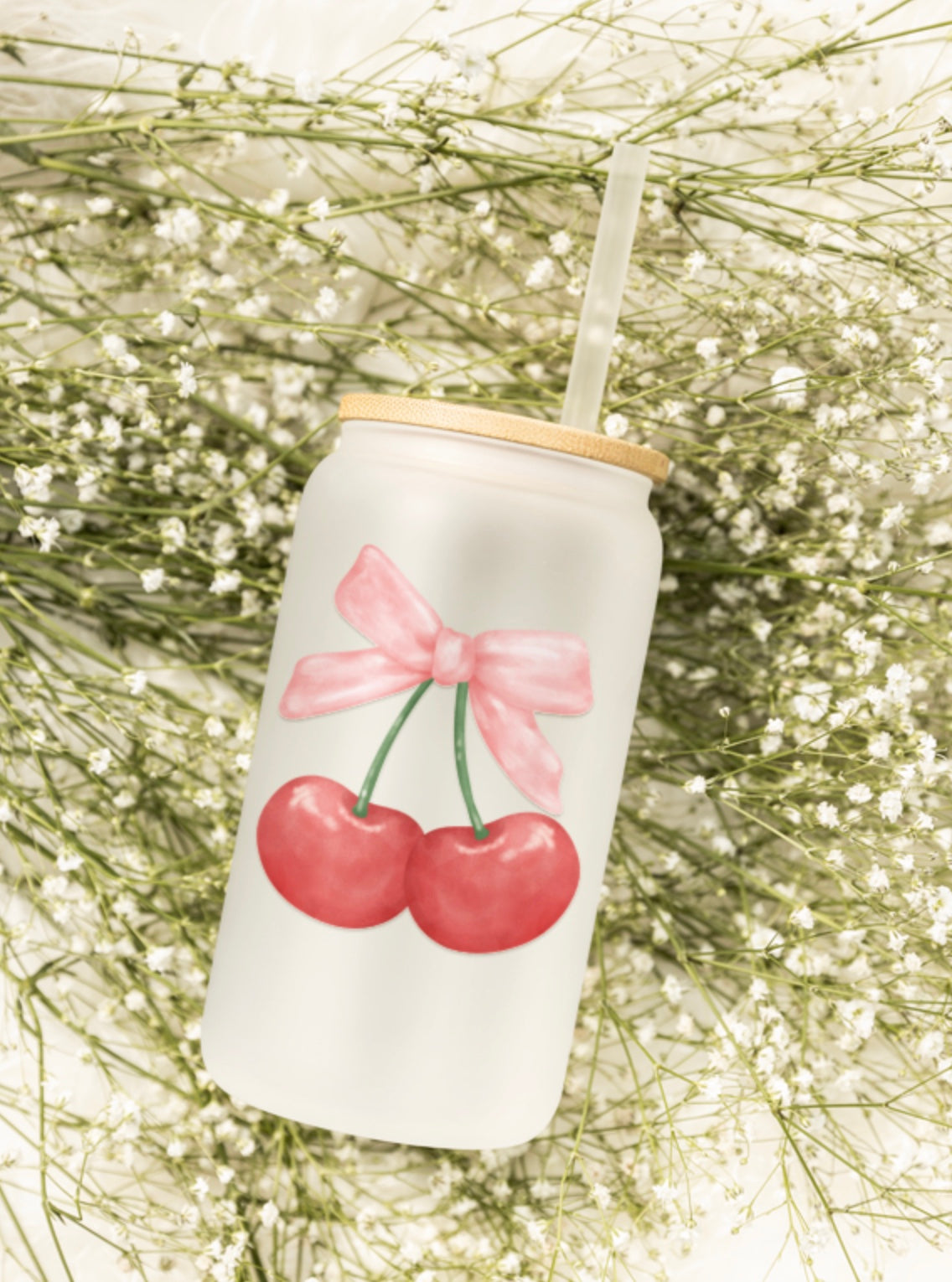Sipper Glass, Personalized 16oz with bamboo lid and straw, Customizable tempered glass with bamboo lid and straw