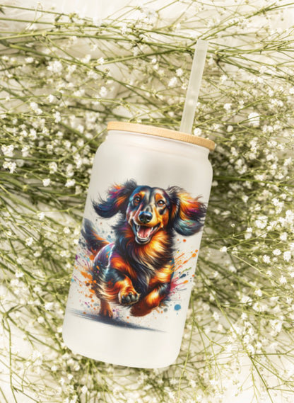 Sipper Glass, Personalized 16oz with bamboo lid and straw, Customizable tempered glass with bamboo lid and straw