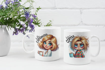Coffee Lover's Ceramic Mug - 11oz & 15oz - Cute Design for Caffeine Enthusiasts, Before After Coffee, Funny Gifts For Her